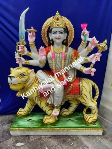 White Marble Goddess Durga Statue