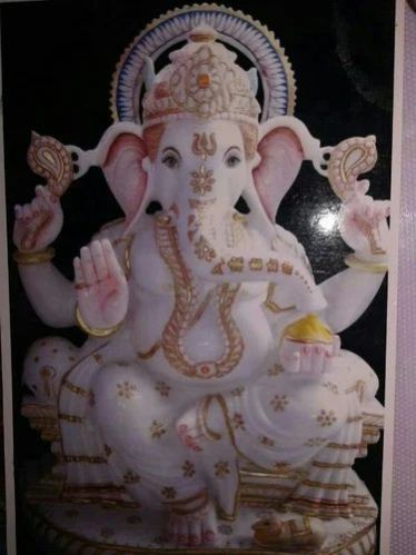 White Marble Lord Ganesh Statue, for Temple, Size : Multisizes