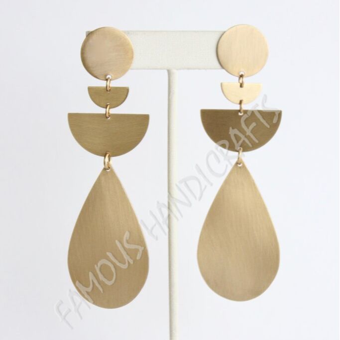 Round Designs Brass Hughie Earrings, Style : Trendy
