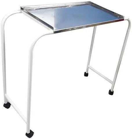 Powder Coated Mild Steel Overbed Table, for Hospital, Clinic, Size : 1.5 x 3 ft.