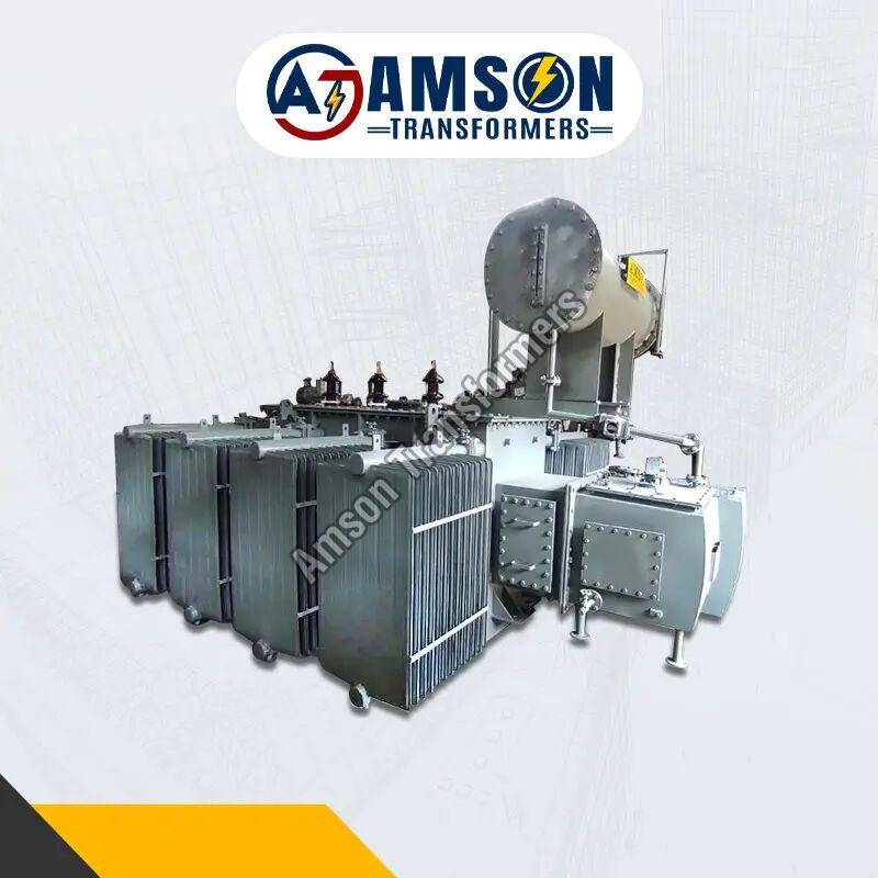 Amson Three Phase Polished Oil-Cooled Power Transformers, for Easy To Use, Reliable, Color : Grey