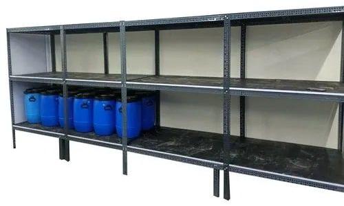 Rectangular Mild Steel Polished Commercial Slotted Angle Rack, For Warehouse, Color : Blue
