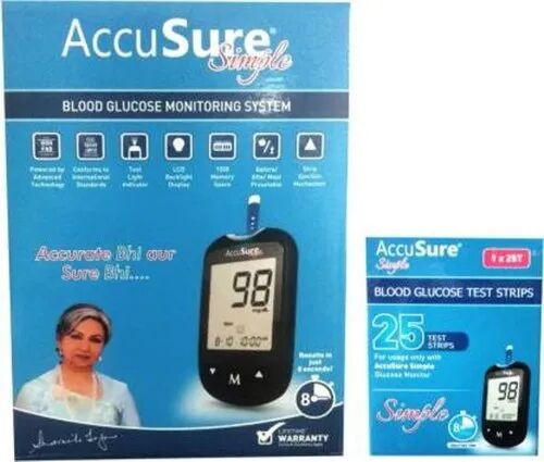 AccuSure Glucometer, Display Type : LCD Backlight Display