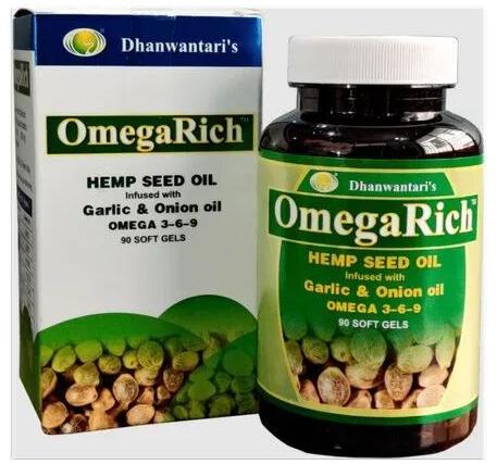 Dhanwantaris Hemp Seed Oil, Packaging Size : 90 Soft Gels