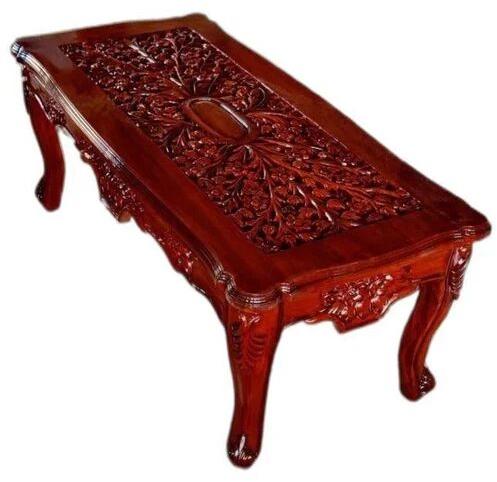 Red Rectangular Wooden Center Table