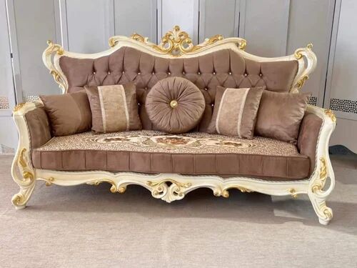 Sara Handicrafts Wooden Carved Sofa, Shape : Rectangular