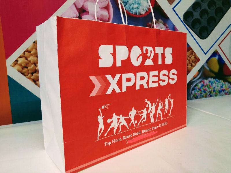11.5x15.5x5 Inch Printed Paper Bag, Color : Red