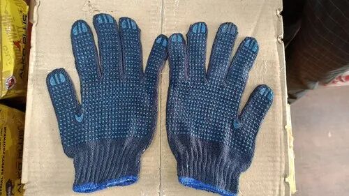 Knitted Cotton Dotted Gloves, Size : 6 inch