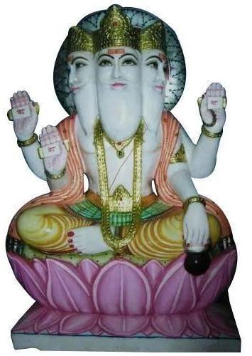 Marble Brahma Ji Statue, for Temple, Gifting, Pattern : Plain, Printed