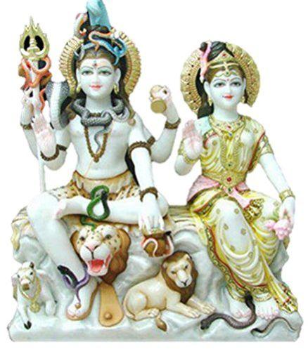 Polished Printed Marble Gauri Shankar Statue, Packaging Type : Thermocol Box