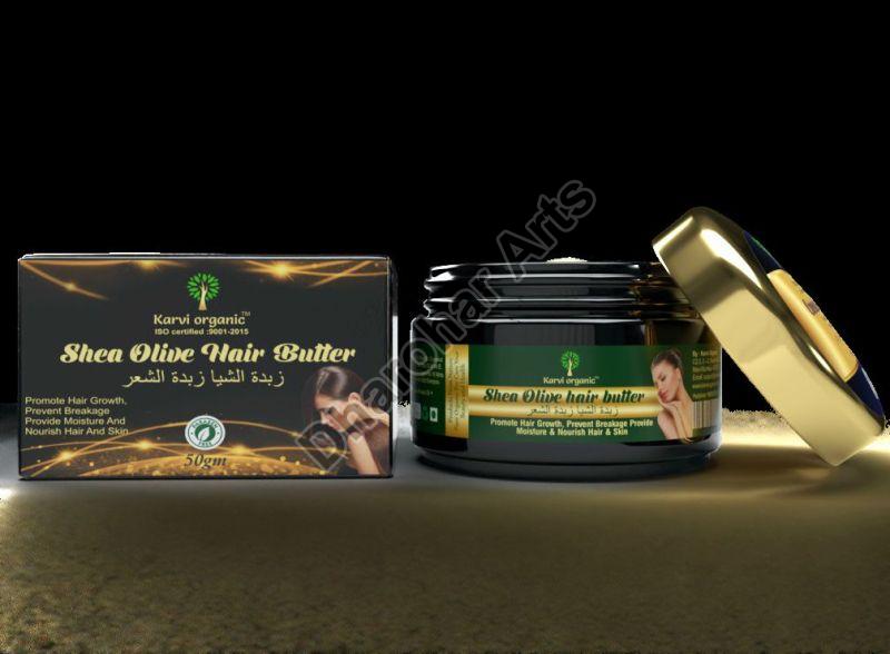 Cream Karvi Organic Shea Olive Hair Butter, for Parlour, Personal, Packaging Size : 50gm
