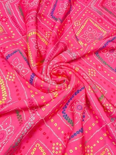 Georgette satin printed fabric, for Apparel/Clothing, garments, Width : 44'' to 60'' inch