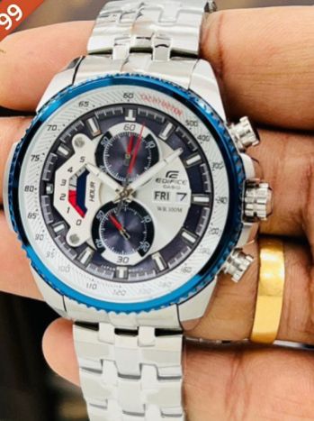 Silver Latest Round Casio-edifice-analog-blue-dial Watch, Gender : Male
