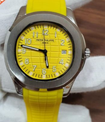 Patek Philippe Aquanaut Silver Yellow Dial Swiss Automatic Watch
