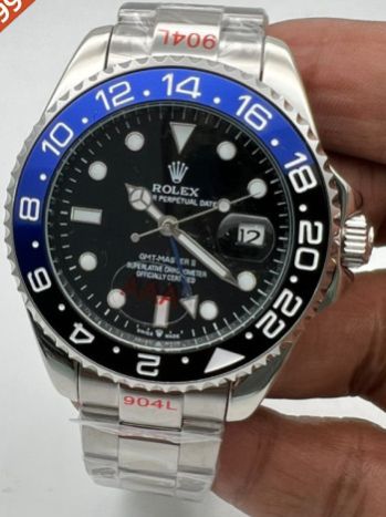 Rolex Gmt Master 2 Stainless Steel Black-blue Swiss Watch