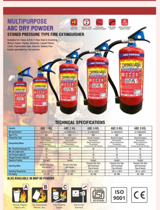 Defence Agni Steel fire extinguisher cylinder, Certification : ISI Certified
