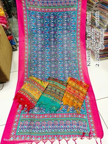 Tussar Raw Silk Dupatta, Pattern : Printed