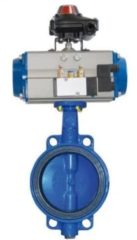 Blue Coated Metal Butterfly Valve with Actuator, for Industrial
