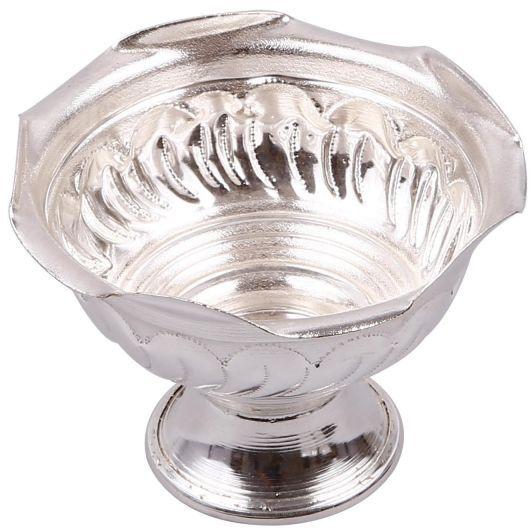 Round Carved Silver Pooja Bowl