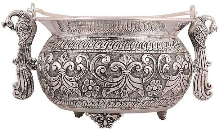 Carved Silver Urli Bowl