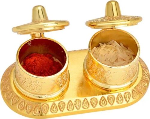  Gold Plated Kumkum Box, for Pooja