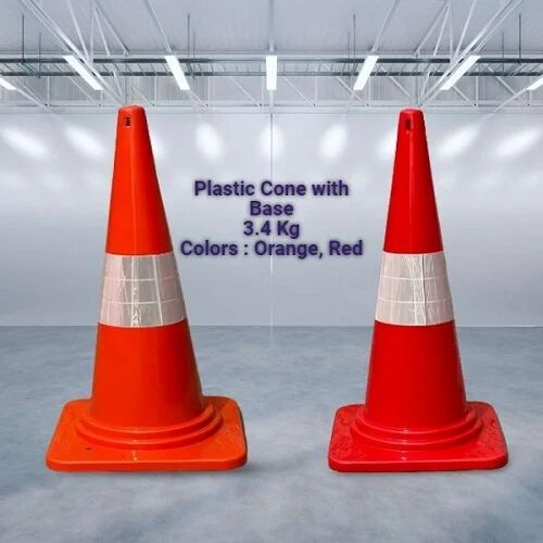 TRIANGLE Rubber Traffic Cone, Color : RED ORANGE