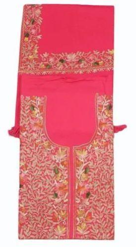 Pink Pashmina Unstitched Embroidered Suit, Occasion : Party Wear