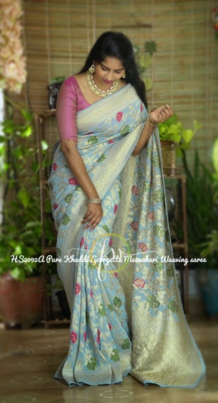 Stitched Jacquard Banarasi saree, for Dry Cleaning, Packaging Type : Poly Bag