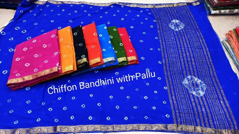 Jacquard Stitched banarasi poly bandhej saree, Occasion : Party Wear