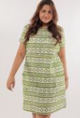 Short Sleeve Ladies Block Printed Cotton Dress, Size : XS, M, XL, XXL, XXXL, Color : Olive