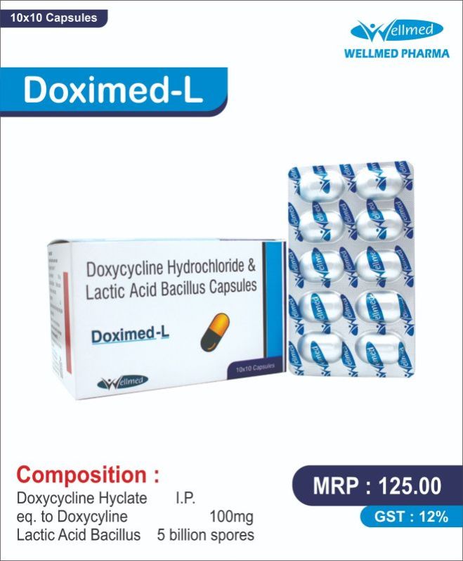 Doxycycline Hyclate IP eq.to Doxycyline 100mg Lactic Acid Bacillus