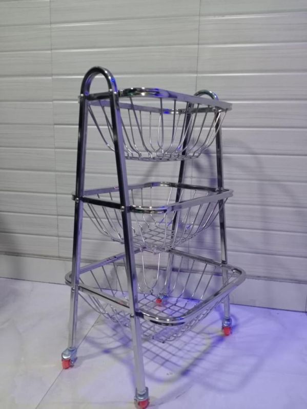 CRYSTAL Square Stainless Steel Pyramid Trolley, for Industrial Use, Home Purpose, Size : 3 STEP