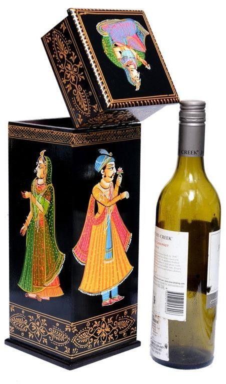Wooden Hand Painted Wine Box, Feature : High Strength