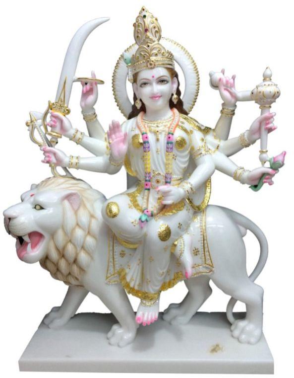 Polished Marble Durga Mata Statue, for Worship, Packaging Type : Thermocol Box, Carton Box