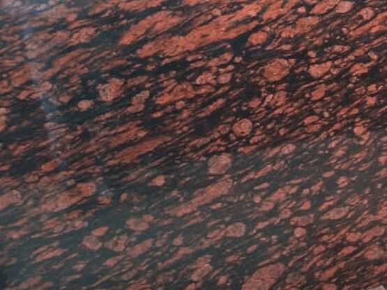 Alishan Polished Plain Tiger Red Granite Slab, Overall Length : 6-9 Feet