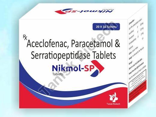 NIKMOL -SP aceclofenac pcm serratiopeptidase tablet for Hospital