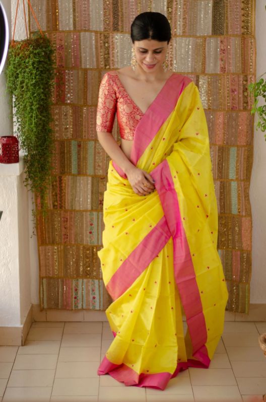 Chanderi Silk Saree, for Easy Wash, Dry Cleaning, Anti-Wrinkle, Shrink-Resistant, Pattern : Printed