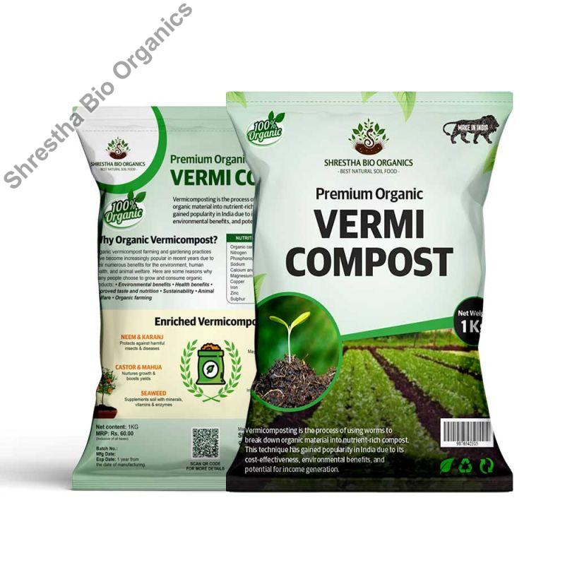 Organic Poultry 1kg Vermi Compost Fertilizer, for Agriculture, Packaging Type : Plastic Bag