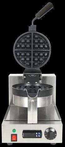 Electric Round 220V Mild Steel Eletric Rotating Waffle Machine, Color : Black