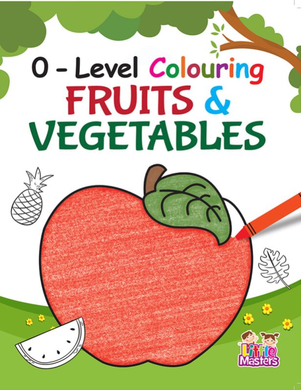 0-level colouring fruits vegetables book