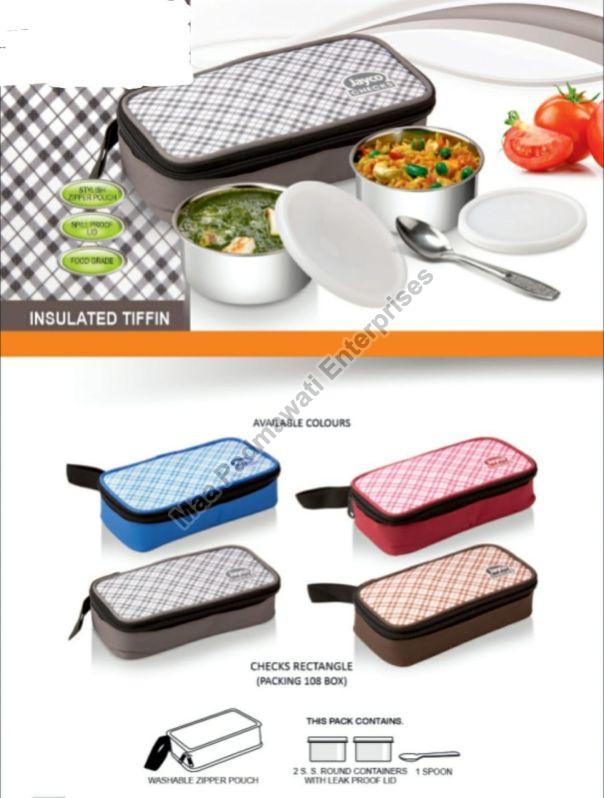 Round Steel Fabric Insulated Lunch Box, for Packing Food, Size : Multisize