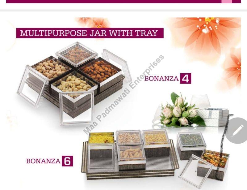 Plain Plastic Multipurpose Jar With Tray, for Food Packaging