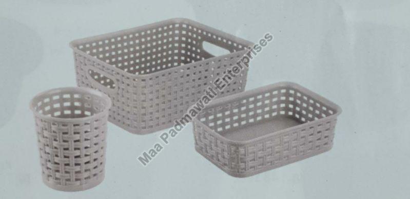 Plastic Cane Basket Set Of 3 Pcs