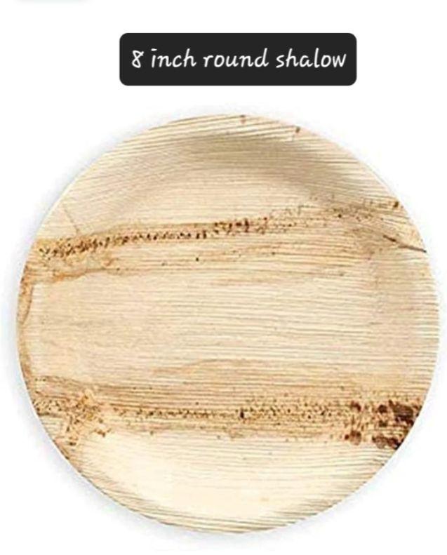 8 Inch Round Shallow Biodegradable Palm Leaf Plate