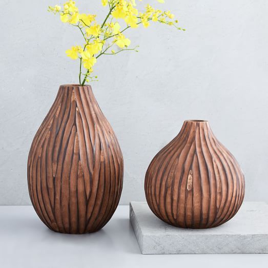 wooden flower vase