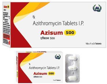 Azisum 500mg Tablets, Packaging Type : Blister