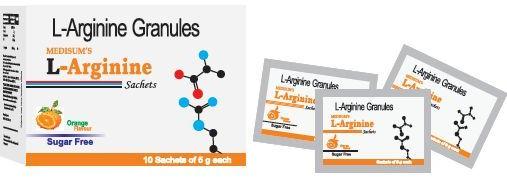Medisum’s L–arginine Granules Medisys Larginine Sachet, Packaging Size : 10x5gm