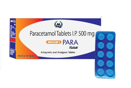 Medisum's Para 500mg Tablets, Packaging Type : Blister