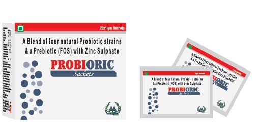 Probioric Probiotic And Prebiotic Sachet, Packaging Size : 20x1gm