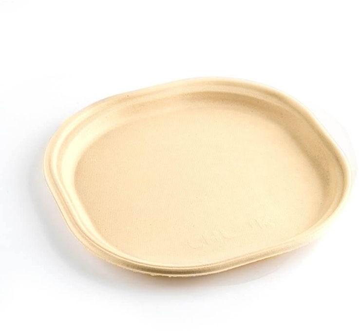 Brown 7 Inch Sugarcane Bagasse Disposable Plate, Shape : Square